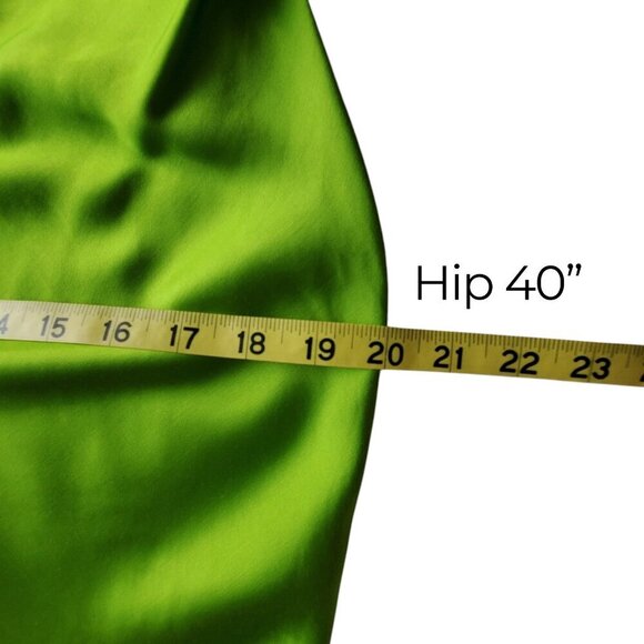 Zara Blogger Favorite Long Neon Green Super Sexy Slinky Satin Slip Maxi Dress M - Picture 14 of 16